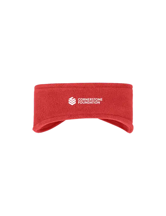 Red Stretch Fleece Headband w/Cornerstone Foundation logo