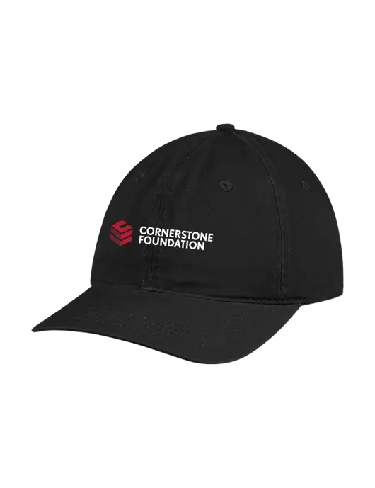 Garment Washed Unstructured Twill Black Cap w/Cornerstone Foundation logo