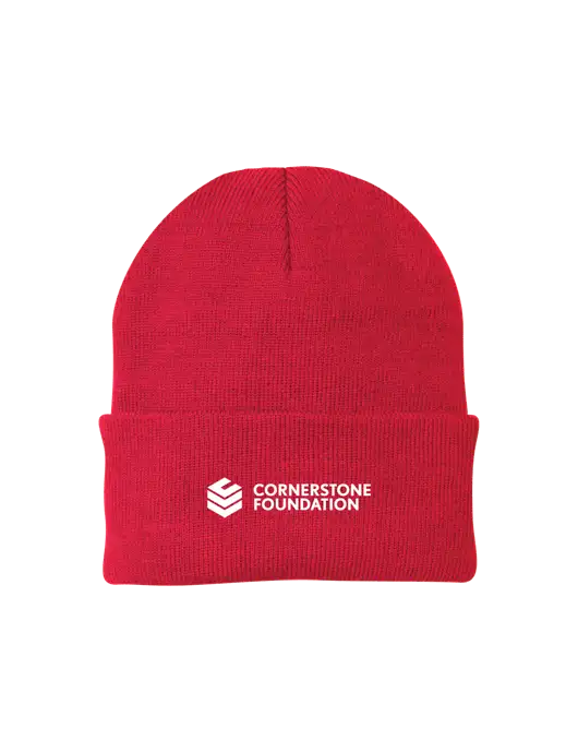 Red Knit Cap w/Cornerstone Foundation logo