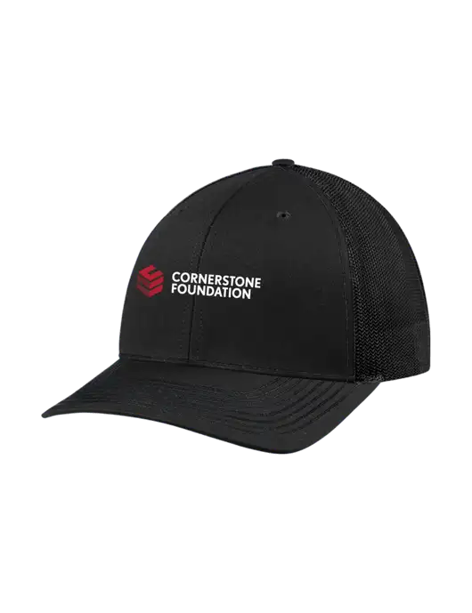 Richardson Adjustable Snapback Original 112 Trucker Cap Black w/Black Mesh w/Cornerstone Foundation logo