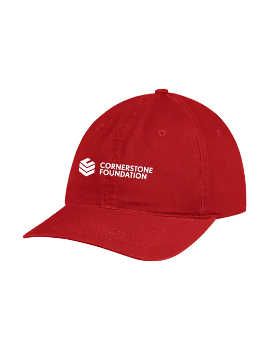 Garment Washed Unstructured Twill Red Cap w/Cornerstone Foundation logo