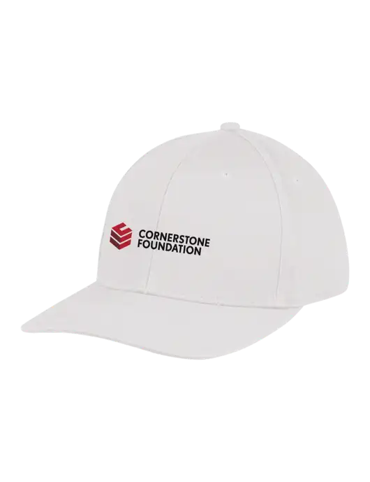 Premium Modern Structured Twill White Snapback Cap w/Cornerstone Foundation logo