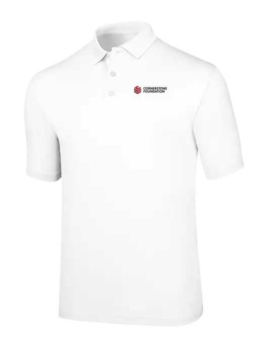 Callaway Opti-Dri White Chev Polo w/Cornerstone Foundation logo
