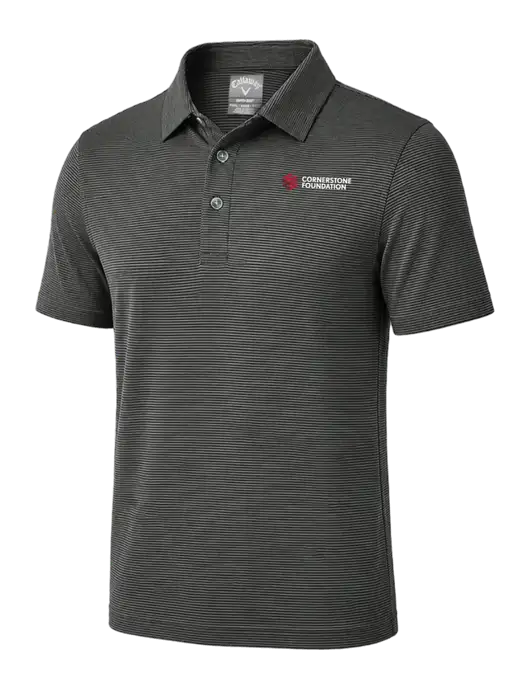 Callaway Black Fine Line Stripe Polo w/Cornerstone Foundation logo