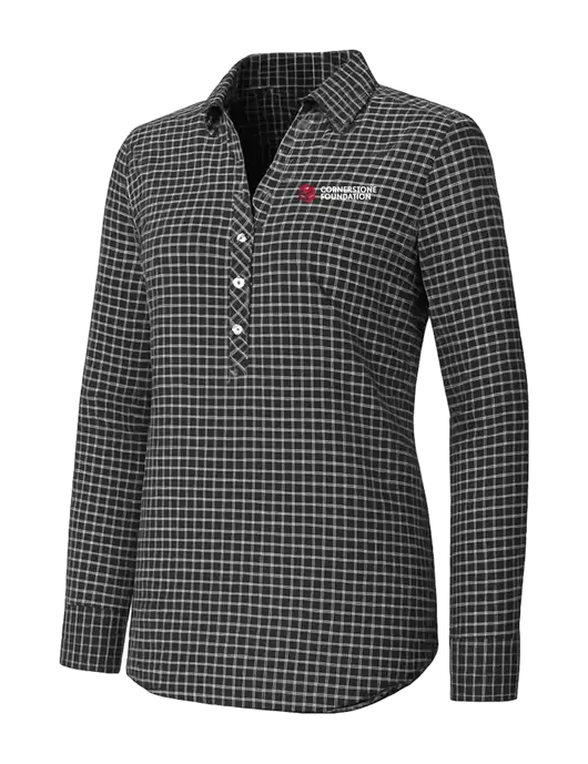 Womens Dark Grey/White City Stretch Shirt w/Cornerstone Foundation logo