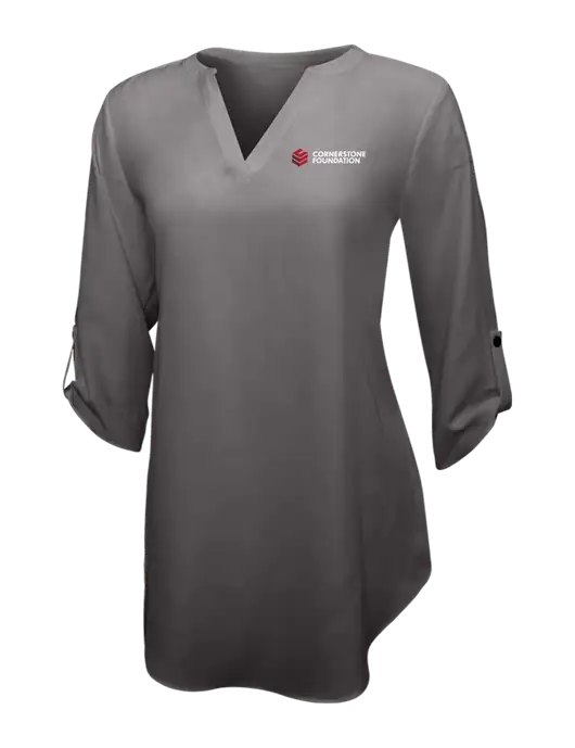 Dark Grey Womens 3/4 Sleeve Tunic Blouse w/Cornerstone Foundation logo