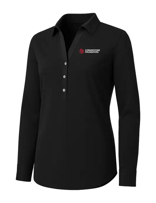 Womens Black City Stretch Shirt w/Cornerstone Foundation logo