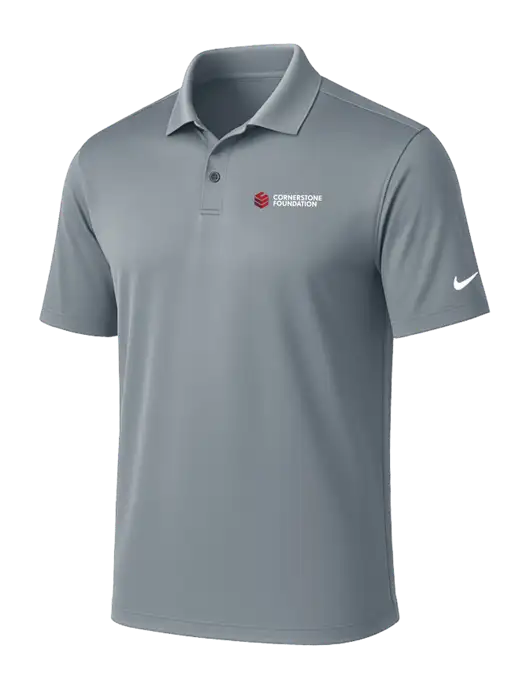 NIKE Medium Grey Victory Solid Polo w/Cornerstone Foundation logo