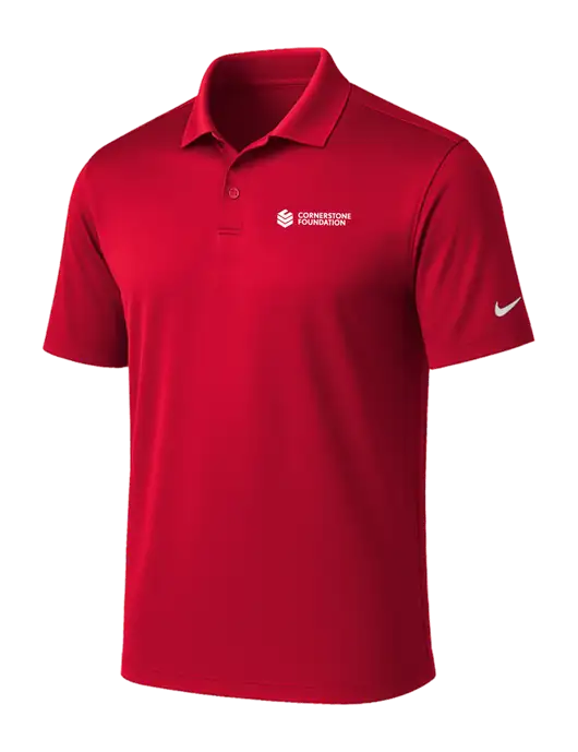 NIKE Red Victory Solid Polo w/Cornerstone Foundation logo