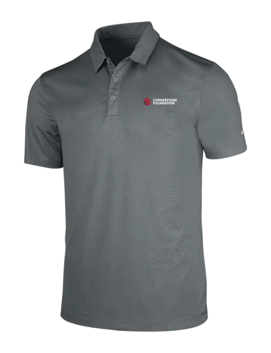 NIKE Medium Grey Dri-Fit Embossed Tri-Blade Polo w/Cornerstone Foundation logo