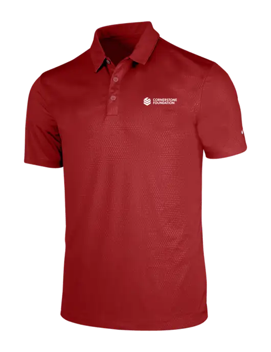 NIKE Red Dri-Fit Embossed Tri-Blade Polo w/Cornerstone Foundation logo