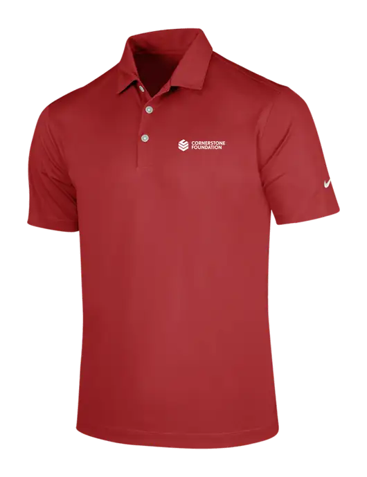 NIKE Red Dri-Fit Vertical Mesh Polo w/Cornerstone Foundation logo