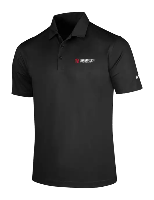 NIKE Black Dri-Fit Vertical Mesh Polo w/Cornerstone Foundation logo