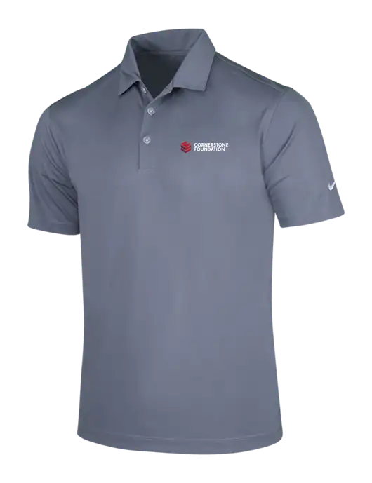 NIKE Medium Grey Dri-Fit Vertical Mesh Polo w/Cornerstone Foundation logo