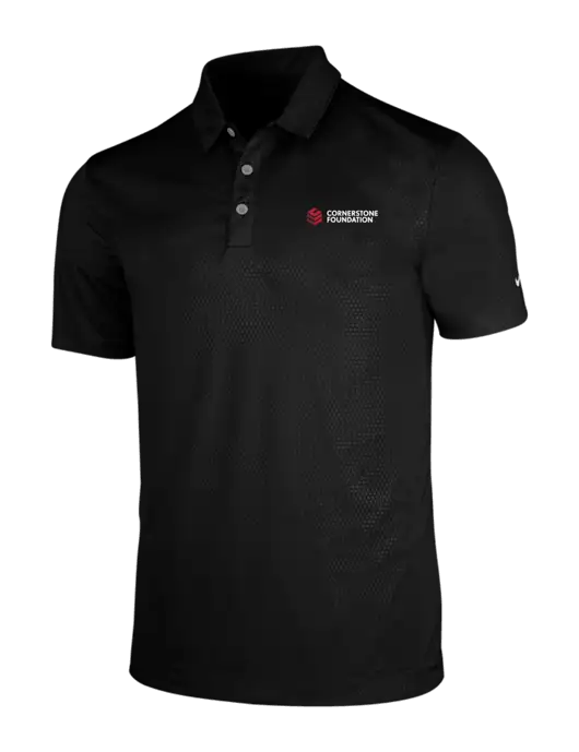 NIKE Black Dri-Fit Embossed Tri-Blade Polo w/Cornerstone Foundation logo