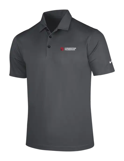 NIKE Dark Grey Dri-Fit Vertical Mesh Polo w/Cornerstone Foundation logo