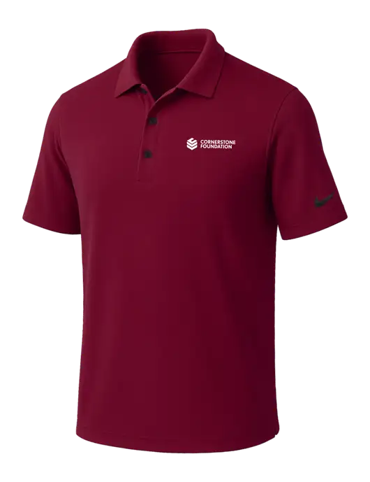 NIKE Cardinal Dri-Fit Micro Pique Polo w/Cornerstone Foundation logo