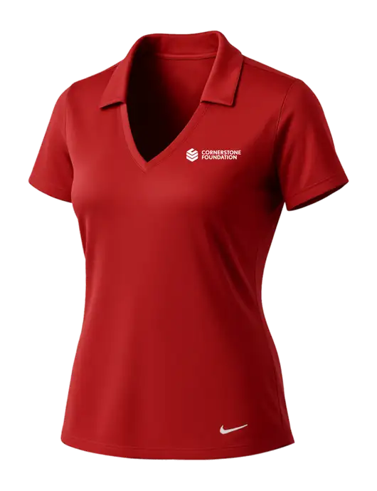 NIKE Red Womens Dri-Fit Vertical Mesh Polo w/Cornerstone Foundation logo