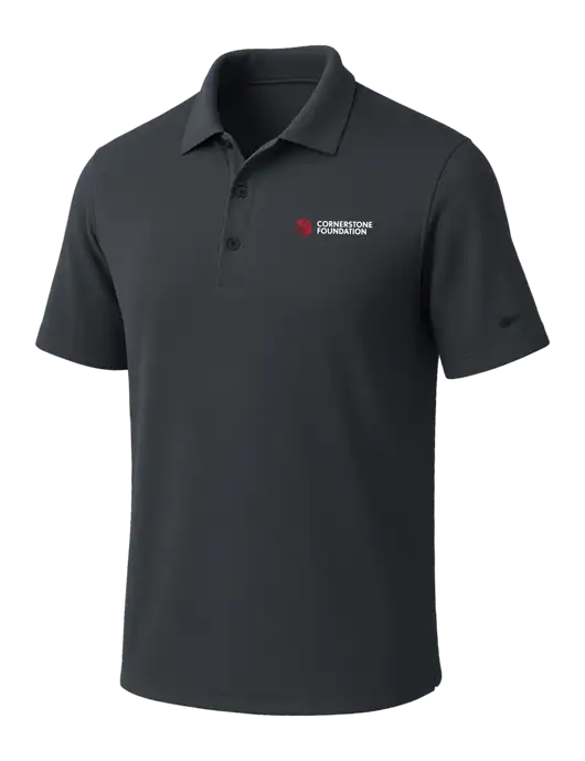 NIKE Dark Grey Dri-Fit Micro Pique Polo w/Cornerstone Foundation logo