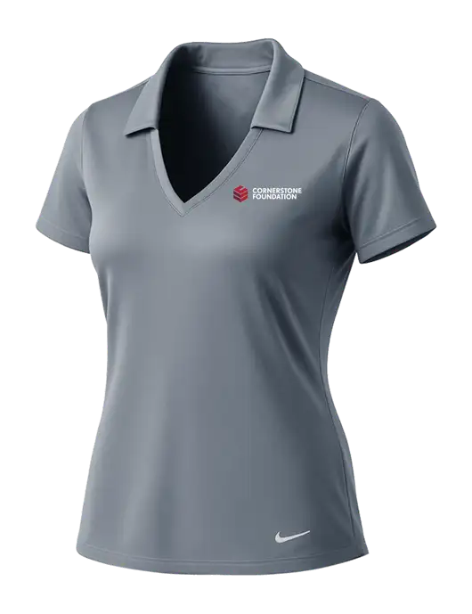 NIKE Medium Grey Womens Dri-Fit Vertical Mesh Polo w/Cornerstone Foundation logo