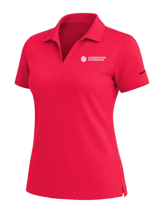 NIKE Red Womens Dri-Fit Micro Pique Polo w/Cornerstone Foundation logo