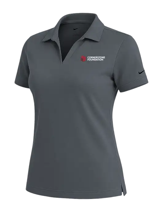 NIKE Dark Grey Womens Dri-Fit Micro Pique Polo w/Cornerstone Foundation logo