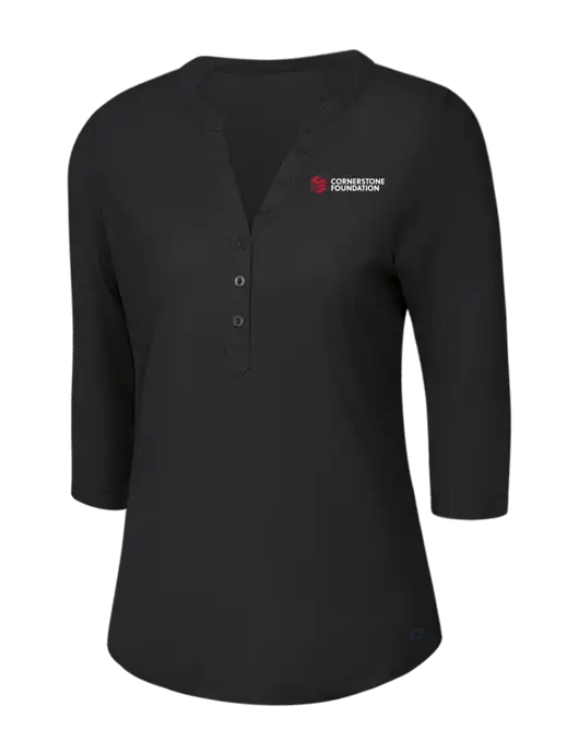 OGIO Blacktop Jewel Henley w/Cornerstone Foundation logo