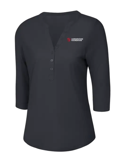 OGIO Charcoal Grey Jewel Henley w/Cornerstone Foundation logo