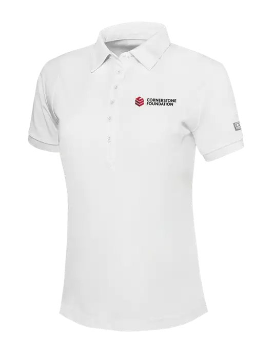 OGIO Womens Bright White Jewel Polo w/Cornerstone Foundation logo