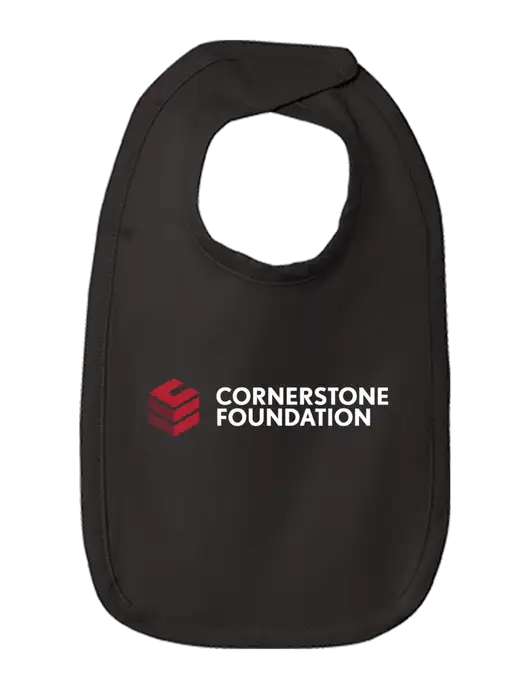 Rabbit Skins Black Infant Premium Jersey Bib w/Cornerstone Foundation logo