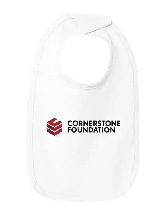 Rabbit Skins White Infant Premium Jersey Bib w/Cornerstone Foundation logo