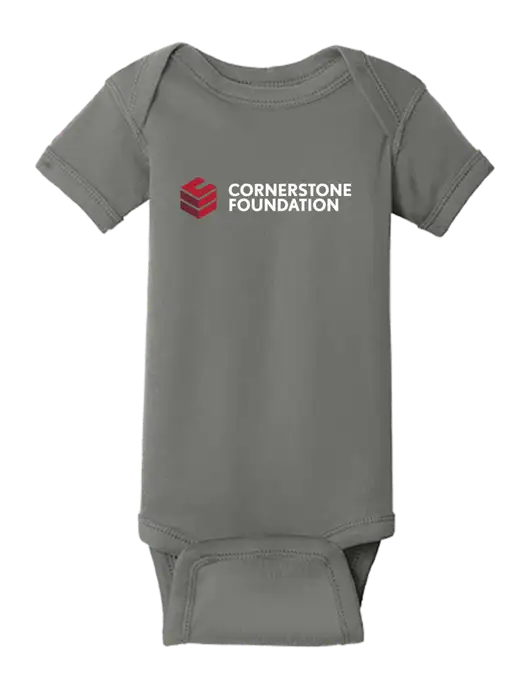 Rabbit Skins Charcoal Infant Short Sleeve Baby Rib Bodysuit w/Cornerstone Foundation logo