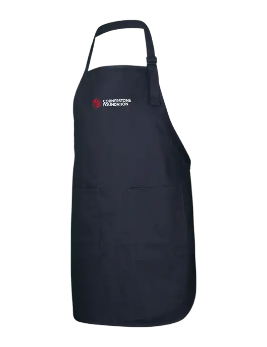 Full-Length Black Apron With Pockets w/Cornerstone Foundation logo