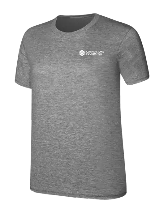 Womens Ring Spun Light Grey Heather 4.5 oz T-Shirt w/Cornerstone Foundation logo