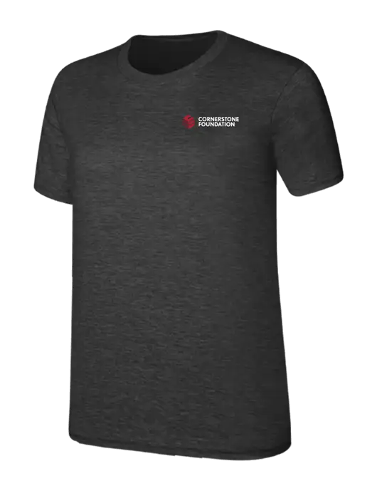 Womens Ring Spun Dark Heather Grey 4.5 oz T-Shirt w/Cornerstone Foundation logo