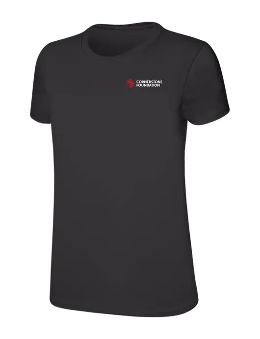 Womens Ring Spun Charcoal 4.5 oz T-Shirt w/Cornerstone Foundation logo