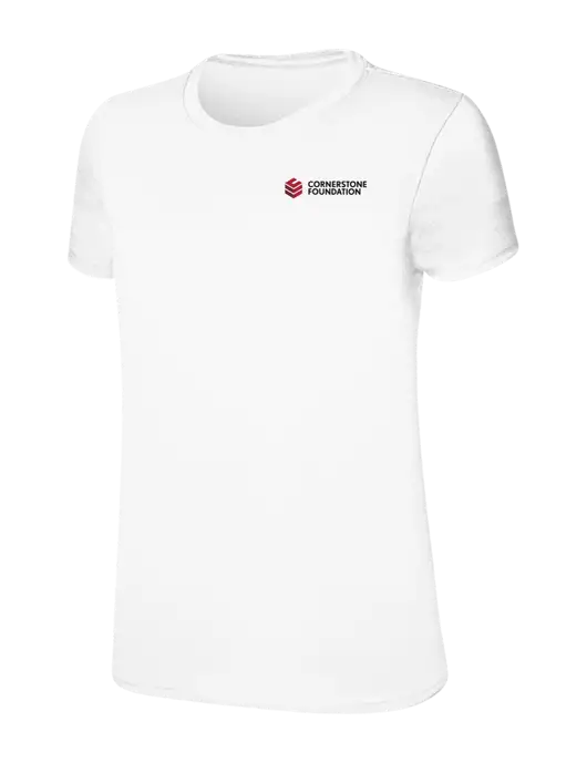 Womens Ring Spun White 4.5 oz T-Shirt w/Cornerstone Foundation logo