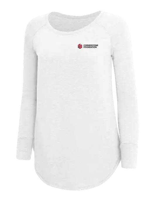 Womens Perfect Wide Collar Tunic Tri-Blend White 4.5 oz T-Shirt w/Cornerstone Foundation logo
