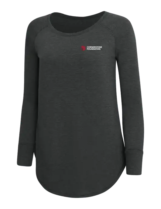 Womens Perfect Wide Collar Tunic Tri-Blend Black Frost 4.5 oz T-Shirt w/Cornerstone Foundation logo