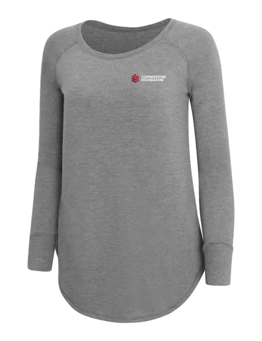 Womens Perfect Wide Collar Tunic Tri-Blend Grey Frost 4.5 oz T-Shirt w/Cornerstone Foundation logo