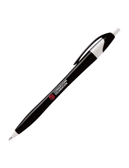 Novella Black/White Executive Pen - Blue Ink w/Cornerstone Foundation logo