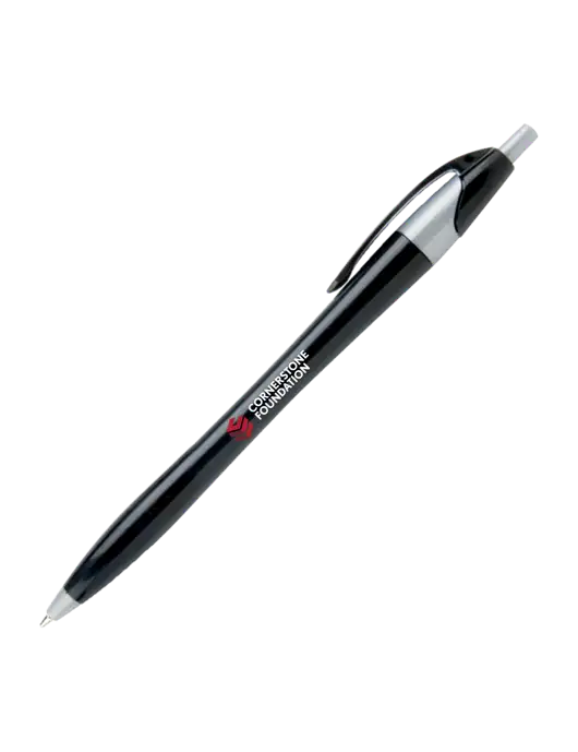 Novella Black/Silver Corporate Pen - Blue Ink w/Cornerstone Foundation logo
