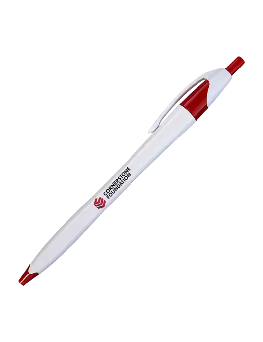 Novella White/Red Classic Pen - Blue Ink w/Cornerstone Foundation logo