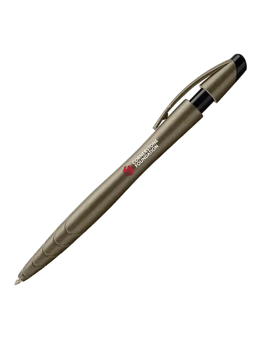 Awali Grey Metallic Pen - Black Ink w/Cornerstone Foundation logo