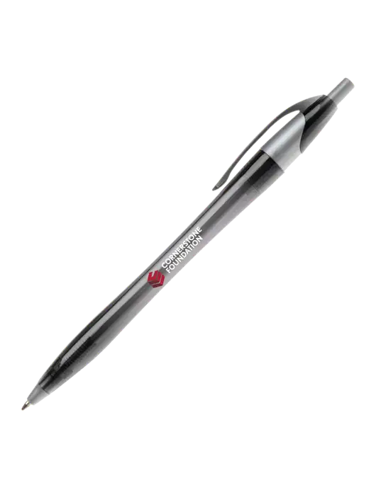Novella Translucent Black/Silver Jewel Pen - Blue Ink w/Cornerstone Foundation logo