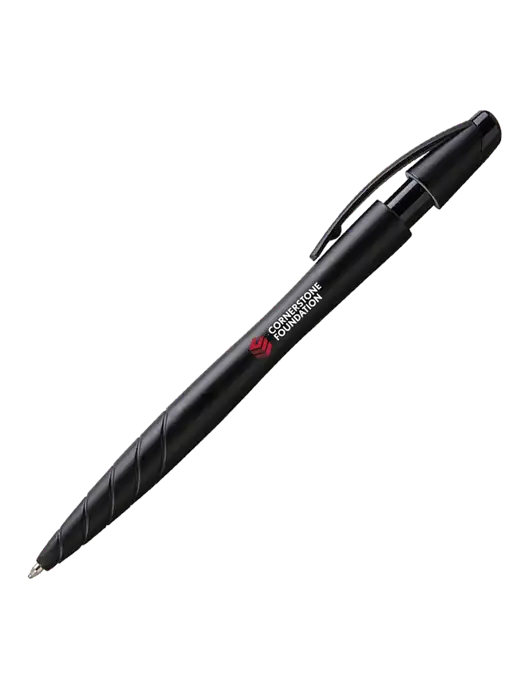 Awali Black Metallic Pen - Black Ink w/Cornerstone Foundation logo
