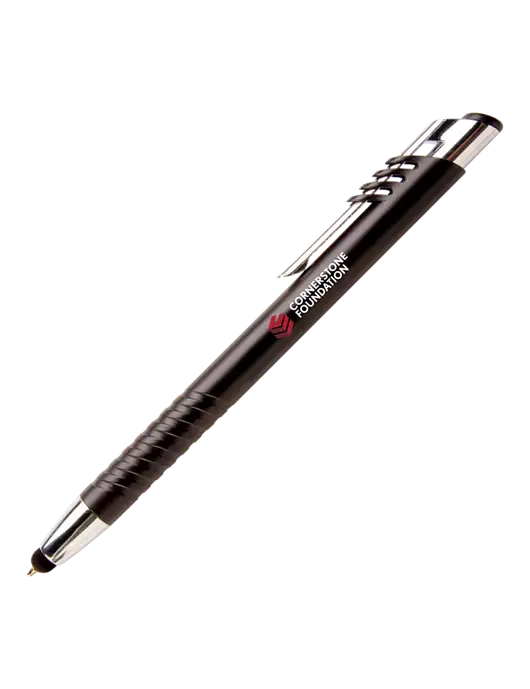 Schirhart Black Stylus Pen - Blue Ink w/Cornerstone Foundation logo