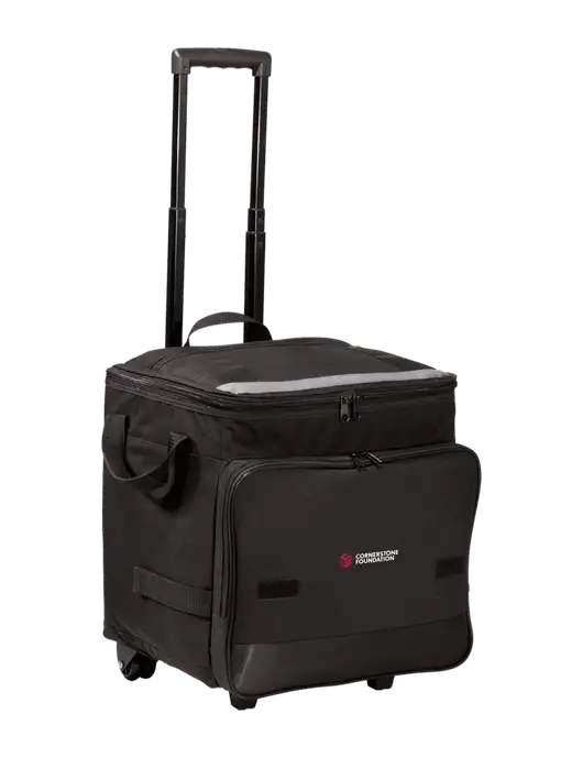 Black Rolling Cooler w/Cornerstone Foundation logo