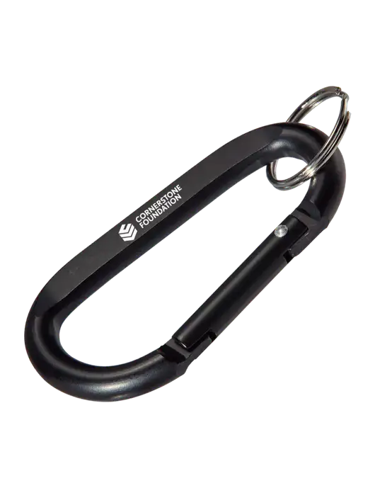 Black Carabiner & Key Ring w/Cornerstone Foundation logo