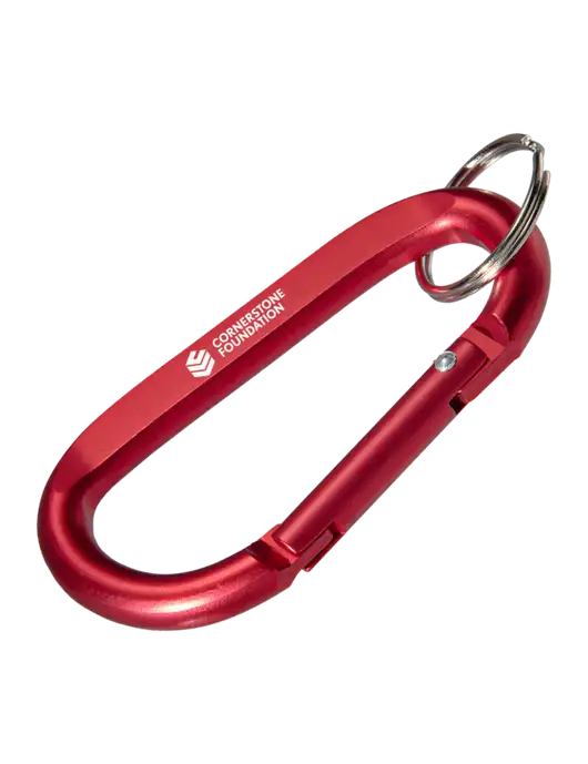 Red Carabiner & Key Ring w/Cornerstone Foundation logo